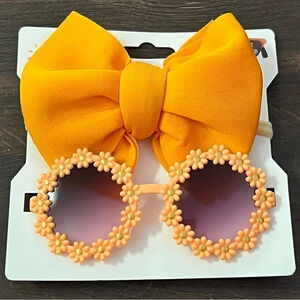 NEW daisy flower orange sunglasses and hairbow set